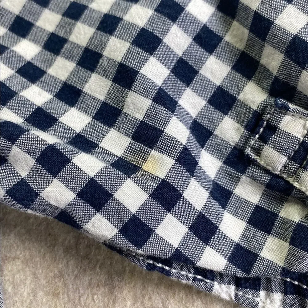 GAP Baby Blue Plaid Button Front Collared Shirt One Piece Size 6-12 Months